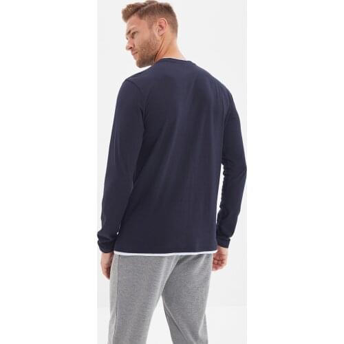 Trendyol Male Long-Sleeve Button Collar T-Shirt TMNSS20TS0015