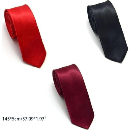 40GC Mens Slim Skinny Tie Necktie Washable Plain Solid Necktie for Men Extra Skinny Plain Solid Color Satin Multicoloured