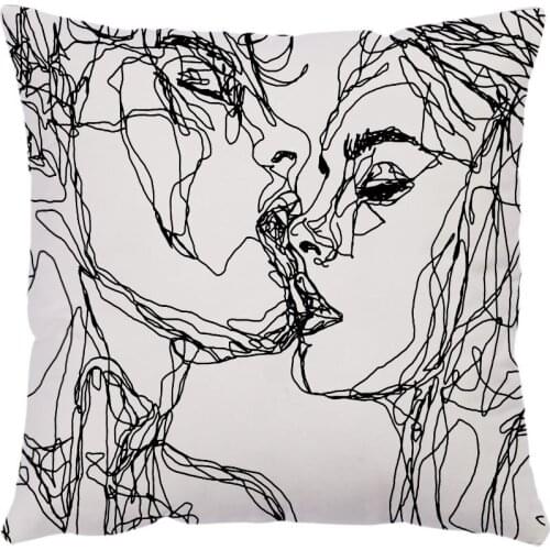 2021 New Pillowcase Black And White Sketch Series Custom Decorative for Living Room Bedroom Offic Car Cushion Cover Gift