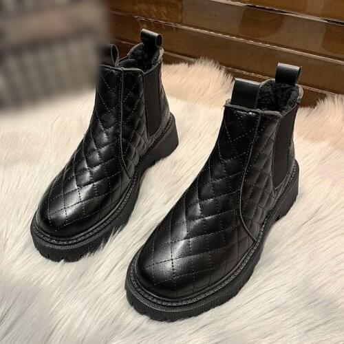2021 New Winter Women Snow Boots Female Keep Warm Platform PU Leather Stretch Fabric Slip-On Shoes Ladies Solid Outdoors Boot