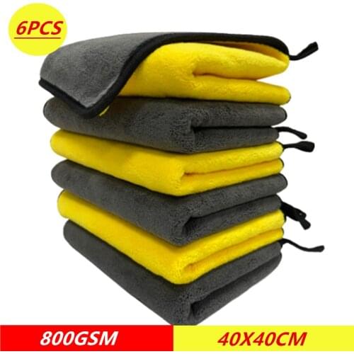6PCS 600/800GSM 40X40CM Car Styling Wash Microfiber Towel Car Cleaning Drying Cloth Auto Care Cloth Detailing Car Accessories