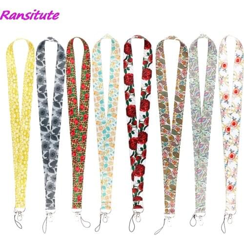 Ransitute R2152 Flower Series Sunflower Rose Yellow Daisy Painting Art KeyChain Lanyard Neck Strap For Phone Key ID Card Lanyard