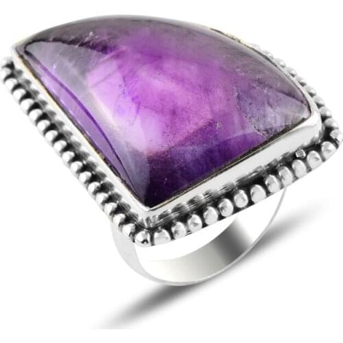Silver 925 Sterling Amethyst Gemstone Ring
