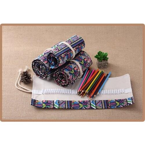 School supplies Pencil Case Bag pouch box Canvas Roll Pouch Comestic Makeup Brush Case Pen Storage Estuches pouch Stationery