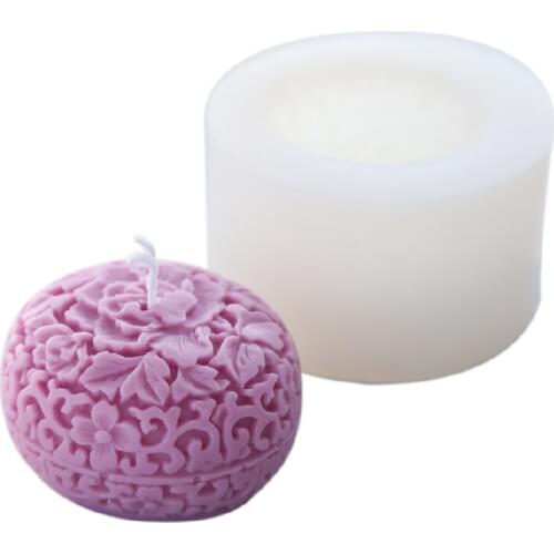 Peony Flower Silicone Soap Mold DIY Aroma Plaster Crafts Making Mold 3D Round Handmand Soap Molds