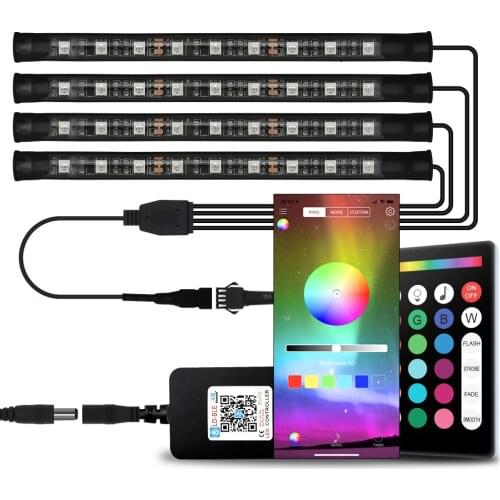 Car RGB LED Strip Interior Decorative Light Music sound Control Multiple Lamp for Audi A6 C6 C5 A4 B6 B9 B5 A5 Q7 Q5 A3 8l Q3 A7