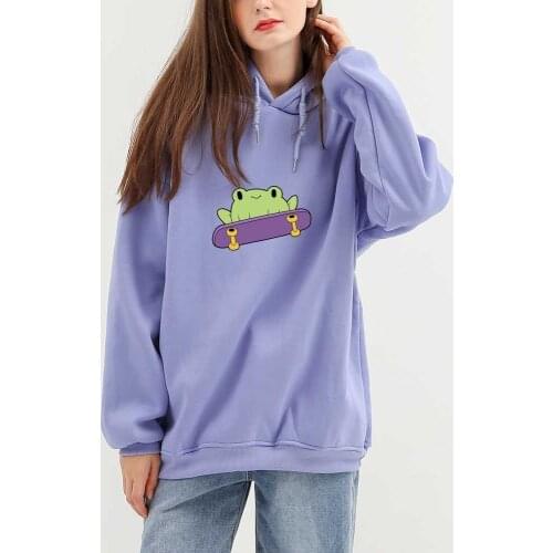 Harajuku Hoodie Pullover Sweatshirt Oversized Frog on Skateboard Hoodie Streetwear Hip Hop Men Women Loose Casual Autumn Clothes