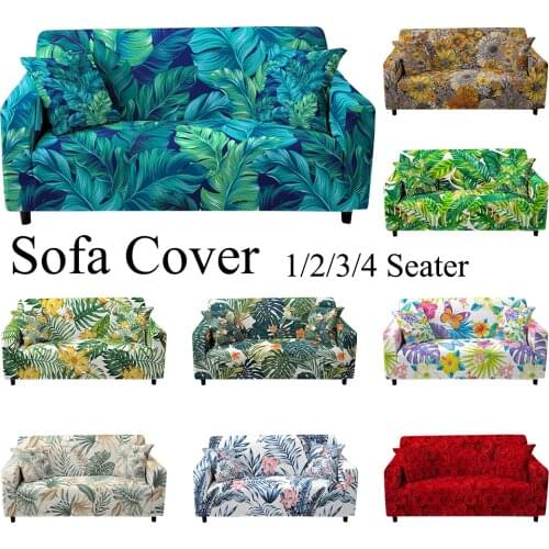 Tropical Elastic Sofa Cover For Living Room Sofa Cover Chaise Lounge Sectional Couch Cover Corner Sofa Slipcover 1/2/3/4 Seaters
