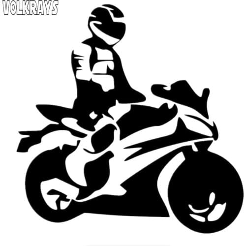 Volkrays Cartoon Car Sticker Vinyl Motorcyclist on Board Auto Stickers Sunscreen Creative Decal Accessories Vinyl,15cm*14cm