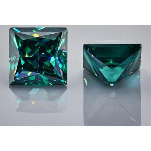 Wuzhou Hot sale fancy moissanites diamond 1ct green color princess cut moissanites gemstone for jewelry making