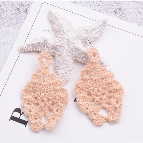 Handmade Jewelry Crochet Earrings Bohemian Hand-Crochet Bridal Dangle Earrings Valentine Gifts-Women Crochet Earrings