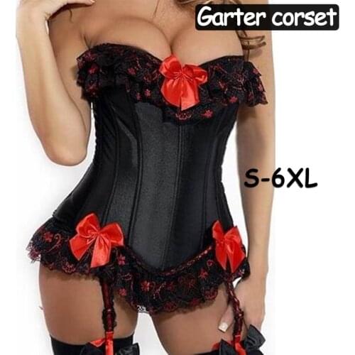Women Boned Corset plus size Waist Training overbust Shaper burstier Satin Cosplay Costume S-6XL