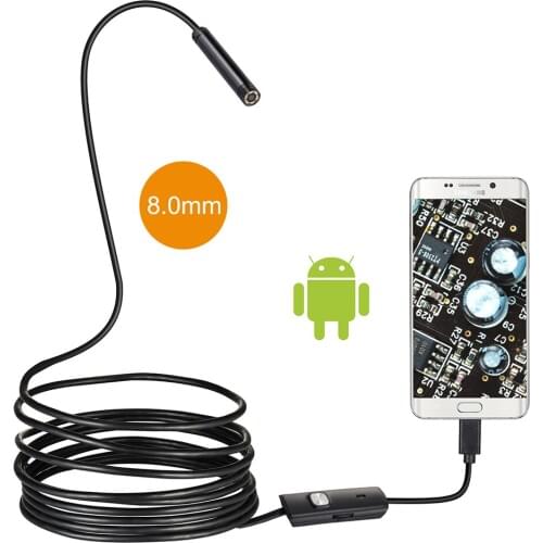 1/2/3/5M Cable 8MM USB Endoscope Camera 2MP Waterproof USB Wire Snake Tube Inspection Borescope For OTG Android Phone (720P)