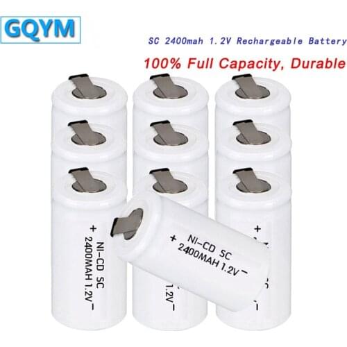 GQYM 10Pcs SC Battery 2400mAh Rechargeable Battery Sub C SC 22420 with Welding Sheet for Sweeper Vacuum Cleaner