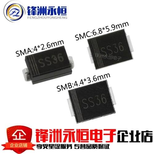 100PCS SS36 30V 60A SMD SR360 DO-214AB diode SMA SK36