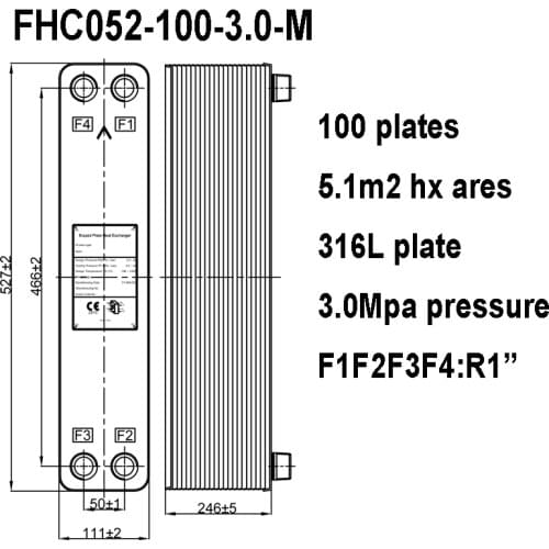 110kw 316L Stainless Steel Brazed Plate Heat Exchanger for Mineral Oil Cooling