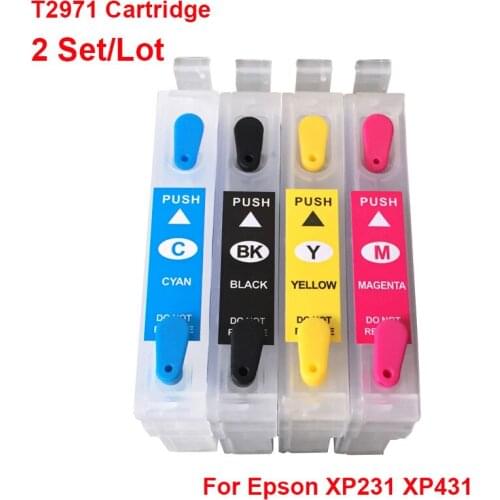 2 Set/lot T2971 T2962 T2963 T2964 Refillable Ink Cartridge For Epson XP231 XP431 XP241 XP-431 XP-231 XP-241 With One Time Chip