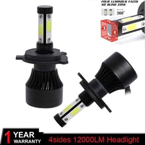 2PCS Mini Turbo Car Headlight Bulbs Combo 4-Side LED Headllamp 9005 9006 H7 H8 H9 H10 H11 HB3 HB4 Fog Light Kit Car LED Lamps