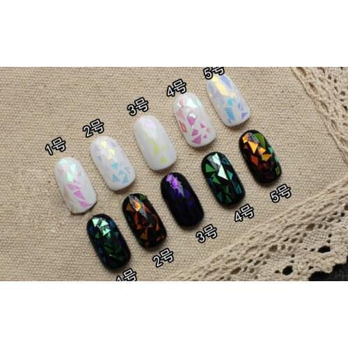 200sets 10pcs/set irregular broken glass nail stickers nail Aurora platinum paper mirror glass paper