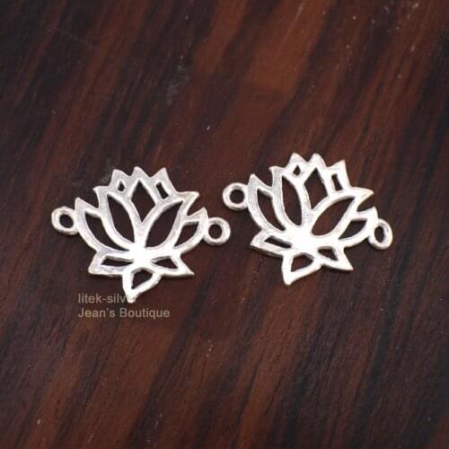 3pcs 925 Sterling Silver Lotus Charm Link Connector DIY A2010