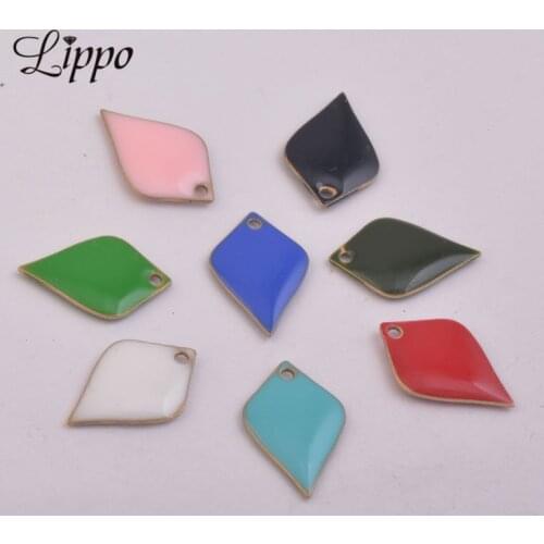 30pcs 12*18mm Enamel Double Faced Charms Copper Black Pink Army Green Charm Diy Earring Jewelry Accessories