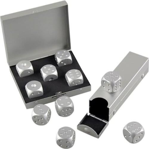 5pcs Aluminum Alloy Metal Dices Whisky Dice Stones Ice Cubes Bucket Reusable Keep Wine Chilling Poker Party Dice Accessories L