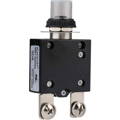 98 Series50A125/250VAC32VDC Screw Thermal Overload Circuit Breaker Push-Button Reset withQuick Connect Terminals and Waterproof