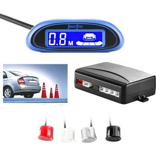 Car Parking Sensor 4 Sensors Led Display Reverse Backup Radar Monitor Detector System Blue Screen Parking Assistance