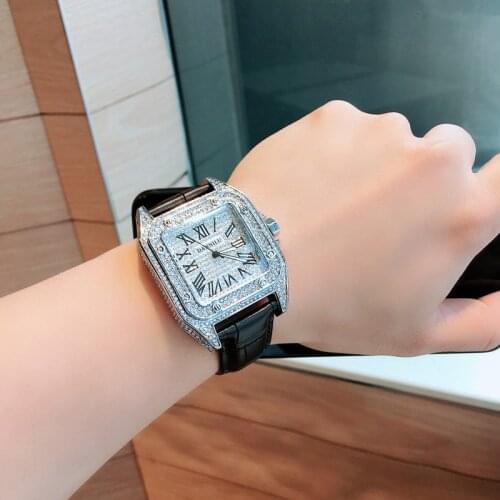 Big dial Iced Out Men Watch Square full Diamond Quartz Luxury Mens Wrist Watches Women Bling crystal Clock Relogio Masculino