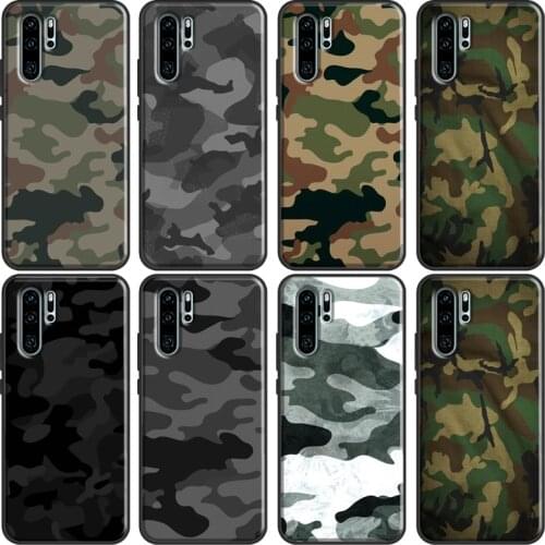 Black Camo Camouflage Case For Huawei P30 Lite P40 P20 Pro P Smart Z 2019 2021 Mate 20 10 Lite TPU Phone Cover