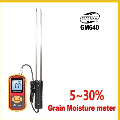 Digital Grain Moisture Meter With Measuring Probe Portable LCD Hygrometer Humidity Tester For Corn Wheat Rice GM640 -BENETECH