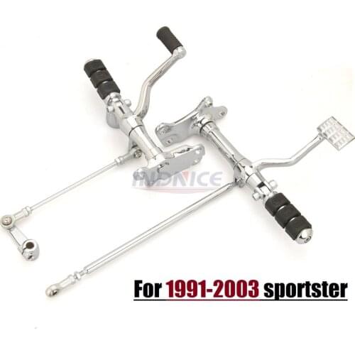 For harley chromed Forward Controls pegs Foot Pegs Levers Linkage For harley Sportster XL883 1200 1991-2003 motorcycle