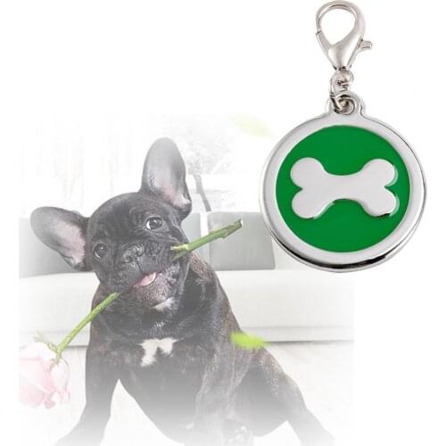 Dog Tag Engravable Anti-lost Metal Keychain Decoration Pet Supplies For Outdoor Puppy Cat Collar Accessory Bone Necklace Collar