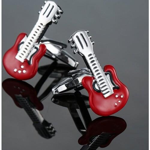 KC-022 Creative music instruments gules cufflinks buttons gifts Trendy guitar bass punk hip hop cufflinks for mens shirt jewelry