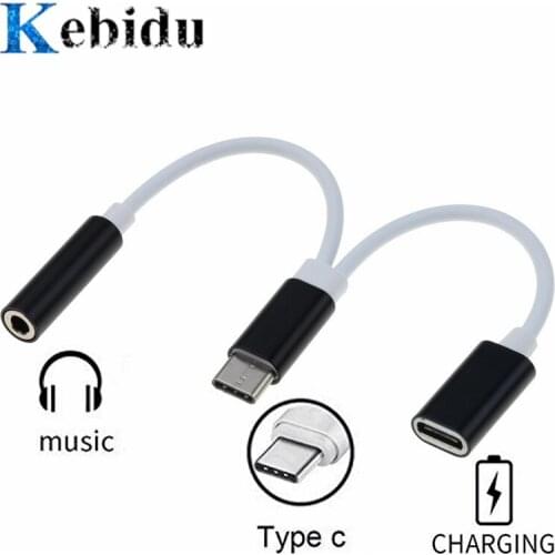 Kebidu Mini USB Type-C Audio Charging Adapter 3.5mm Headphone Jack Type C Male to Female with Charging Converter For Xiaomi