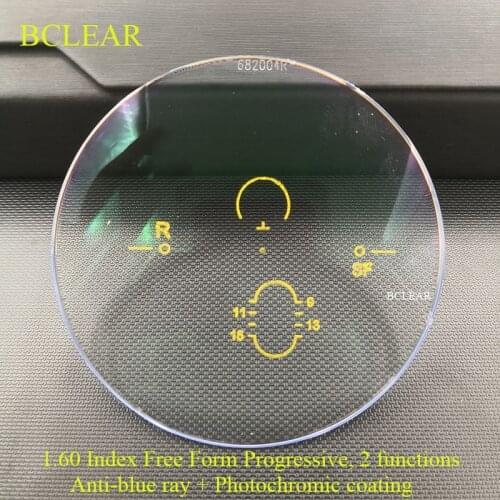 BCLEAR 1.60 Index Anti-blue Ray Progressive Lenses See Far Near Blue Light Blocked Photochromic Gray Coating Multi-focus Lens
