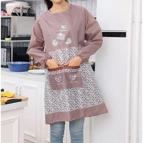 Fashion Kitchen Apron For Woman Cooking Baking Restaurant Apron Home Cleaning Tools Long sleeve Aprons Bibs Kitchen Dropshipping