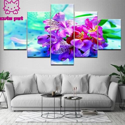 5 Piece Diy Diamond Painting Orchid flower Full Square Round Drill Cross Stitch Diamond Embroidery Sale 5D Mosaic craft decor