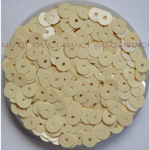 New 6mm Solid Light Beige Flat Round Loose Sequin Paillette Sewing Craft, Kids DIY Garment Accessory SSZ16