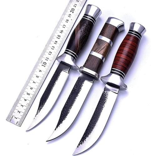 Swayboo 440C Steel Fixed Blade Knife Color Wooden Handle hunting Knife Outdoor Survival Knives With Nylon Knife Camping
