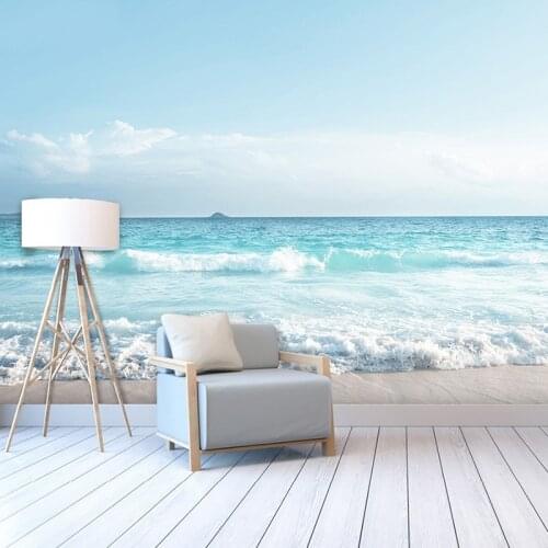 Beibehang mural wallpapers for living room Sea view landscape background wall paper Mediterranean sofa sea beach wall covering