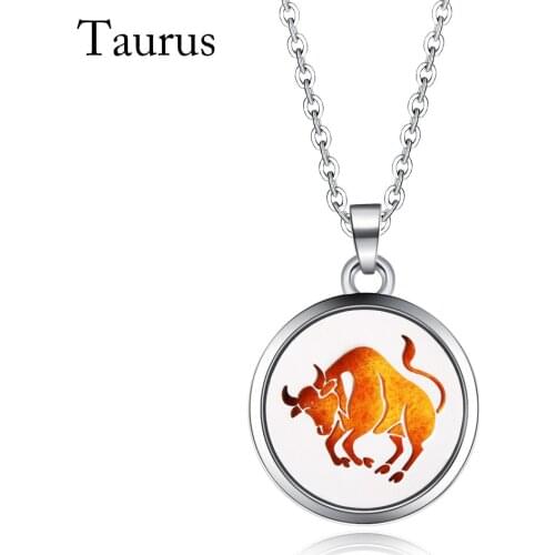 Taurus Image Open Aroma Diffuser Necklace Pendant 316L Stainless Steel Magnetic Perfume Essential Oil Box Aroma Locket Pendant