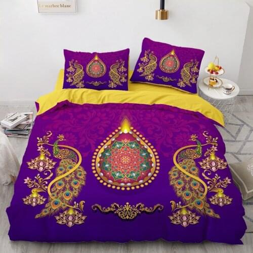 Luxury 3D Duvet Cover Sets Yellow Quilt Covers Pillow Case Comforter Shell Full Size Bed Linen Flower Red Beding Set American