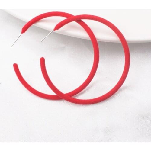 50mm New Fashion Personality Velvet Big Circle Hoop Earrings for Women Trendy Temperament Korean Flocking Round Earring Jewelry