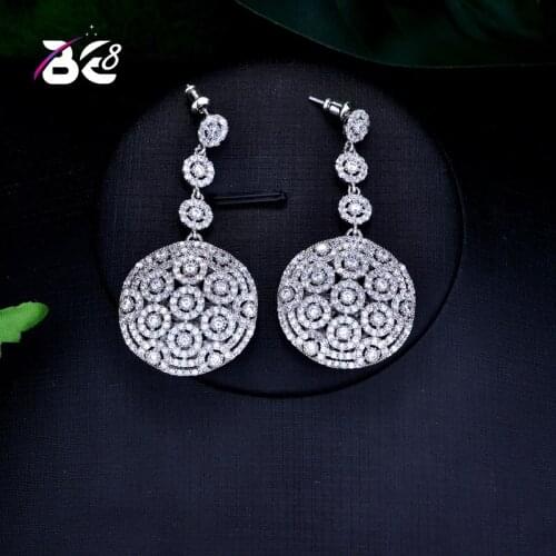 Be 8 New Fashion Popular Luxury Long Round Shape Dangle Earrings Full Mirco Pave Cubic Zirconia Engagement Party Earring E737