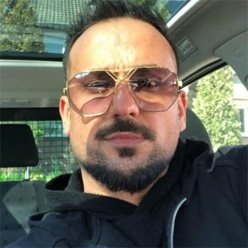 Stylish Big Frame Gradient Sunglasses For Men Alloy Square Designer Shades Oversized Glasses Punk Womens Fashion Driving Oculos