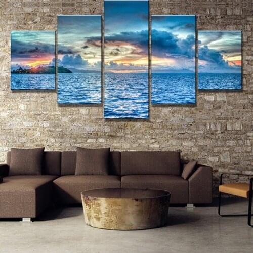 Bora Bora Seaview 5 Piece Canvas Art Modern Decorative Paintings on Canvas Wall Art for Home Decorations Wall Decor Wall Picture