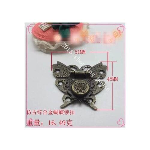A special antique wooden jewelry box lock DIY butterfly buckle accessories