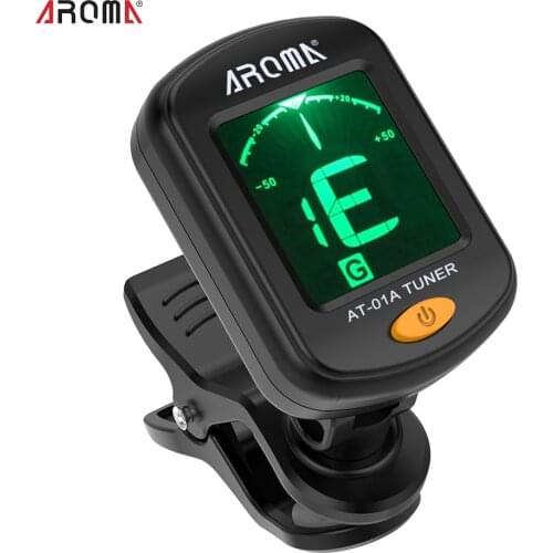AROMA AT-01A Guitar Tuner Rotatable Clip-on Tuner LCD Display for Chromatic Guitar Bass Ukulele Violin Guitar Accessories Parts