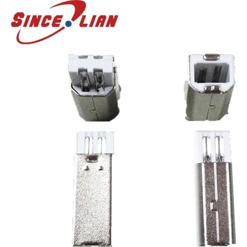 USB plug B type plug B male short body assembly iron shell plating 24H copper end plating USB foot patch USB interface socket